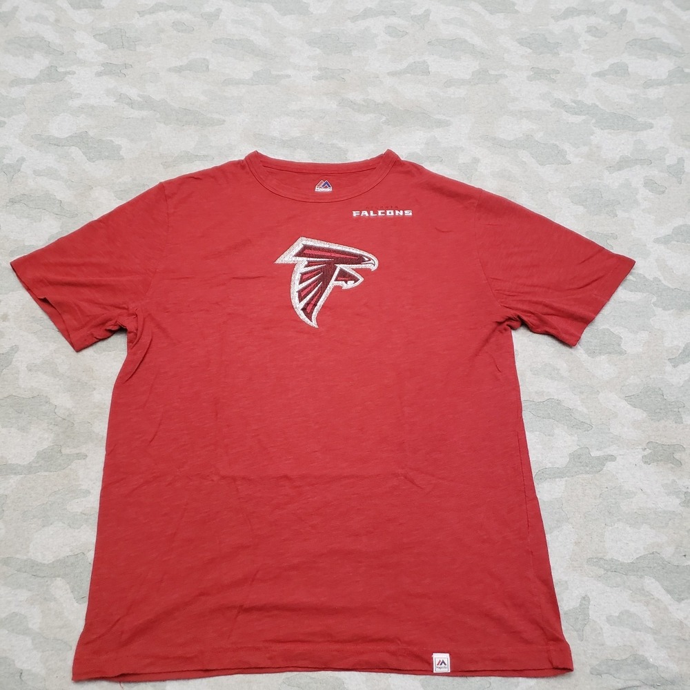 Atlanta Falcons Shirt Mens Large‎ Red Majestic Short Sleeve NFL Football